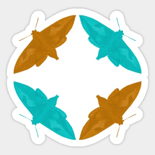 Orange blue moths Sticker